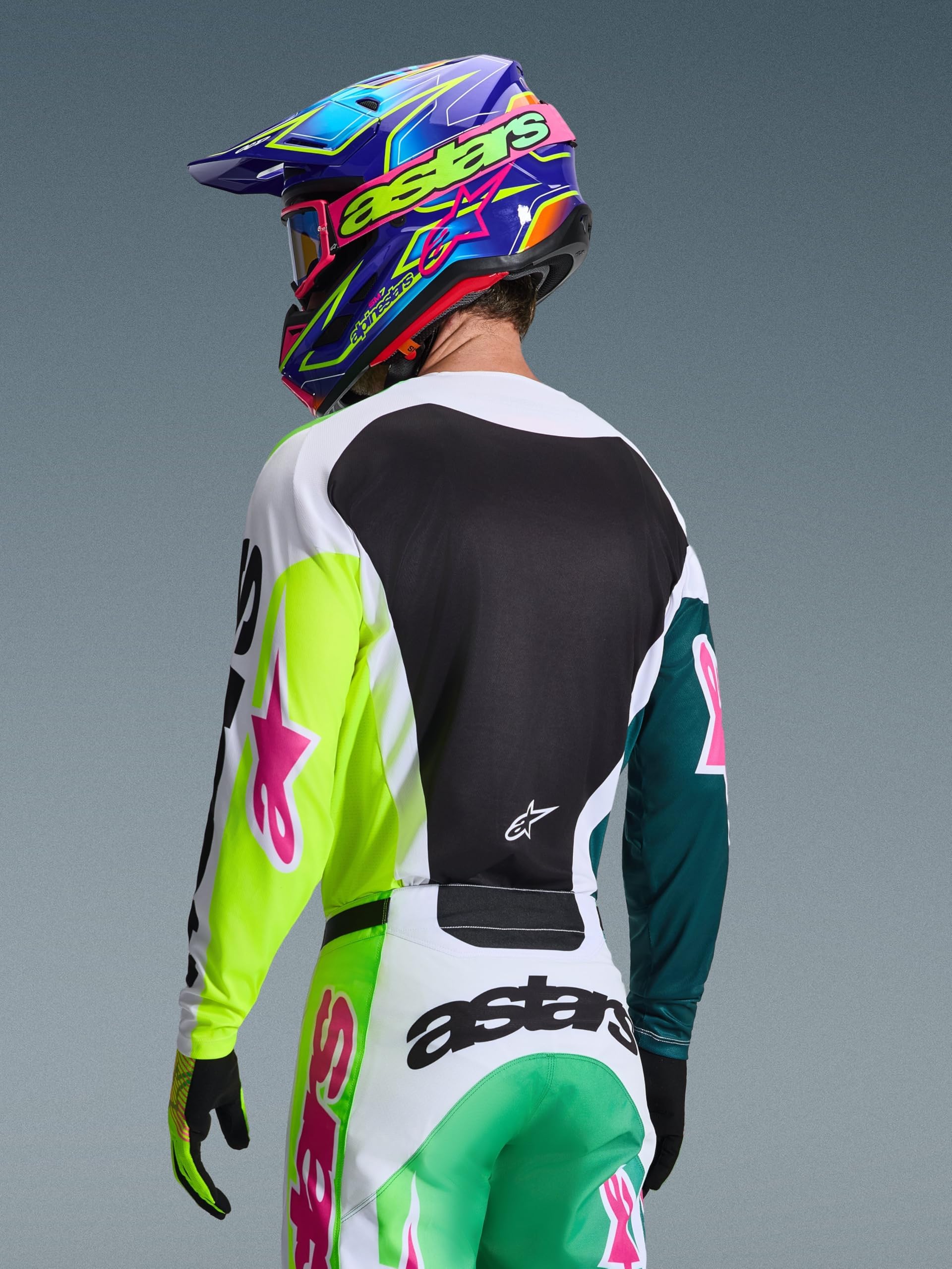 Alpinestars Racer Portl Maglia da motocross, nero bianco verde, L