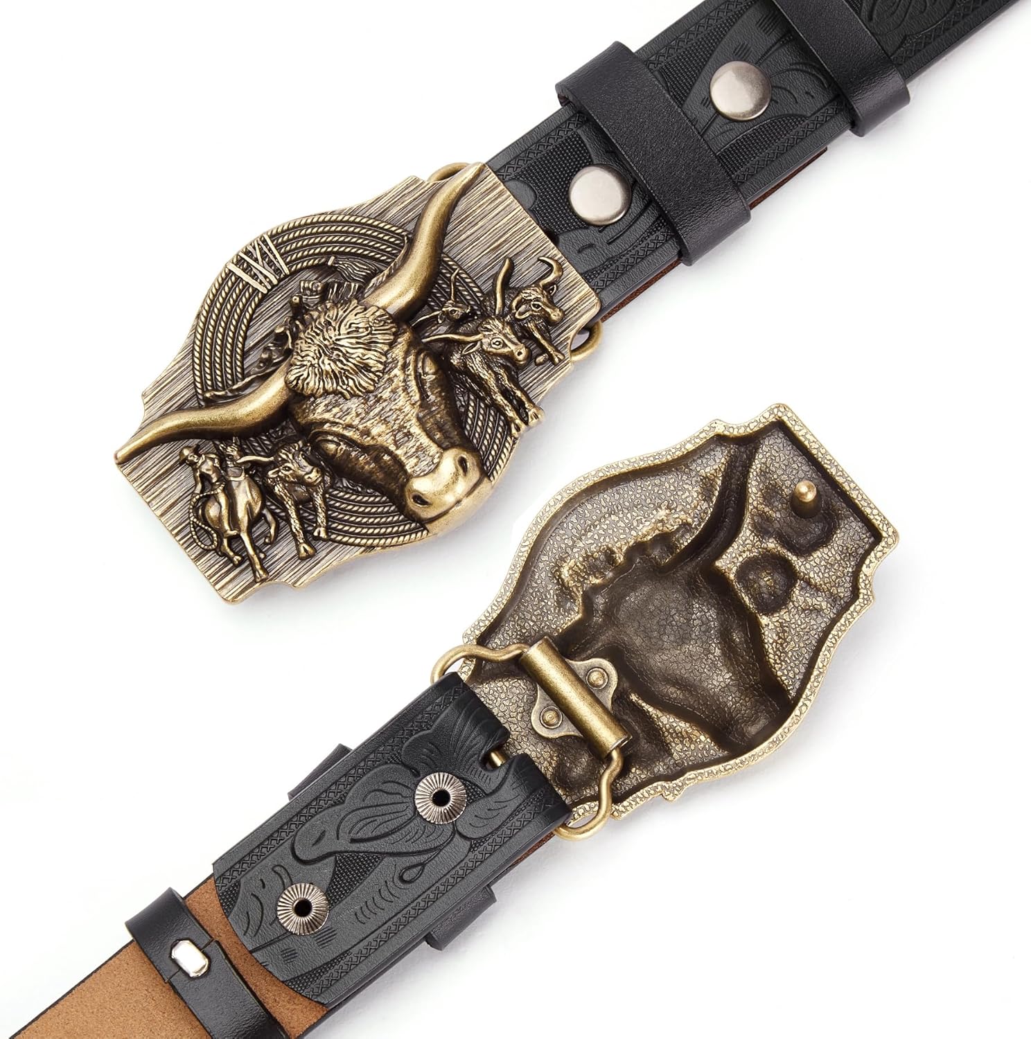 Western Leather Belt for Men Women Cowboy Cowgirl Mens Buckle Belt for Jeans, Country Belt, Ideal Men's Gifts - Image 2