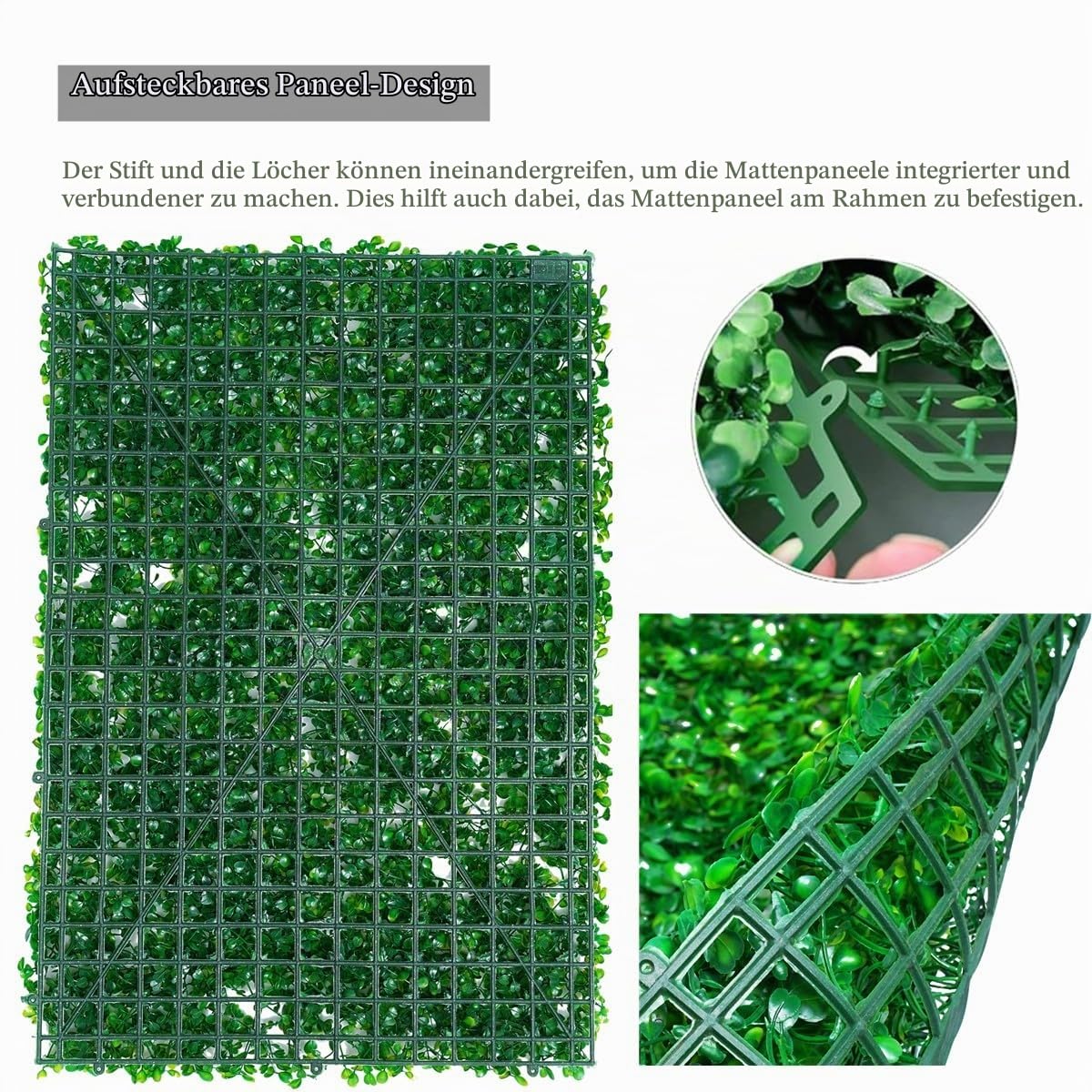 12 Stück Künstliche Pflanzen Wand 40X60cm wasserdicht künstliche Mattenpaneel Pflanzenwand, Sichtschutz Wandbegrünung Dekorative Zäune für Balkon Gartenzaun Dekorative Zäune, Einrastbares Paneel