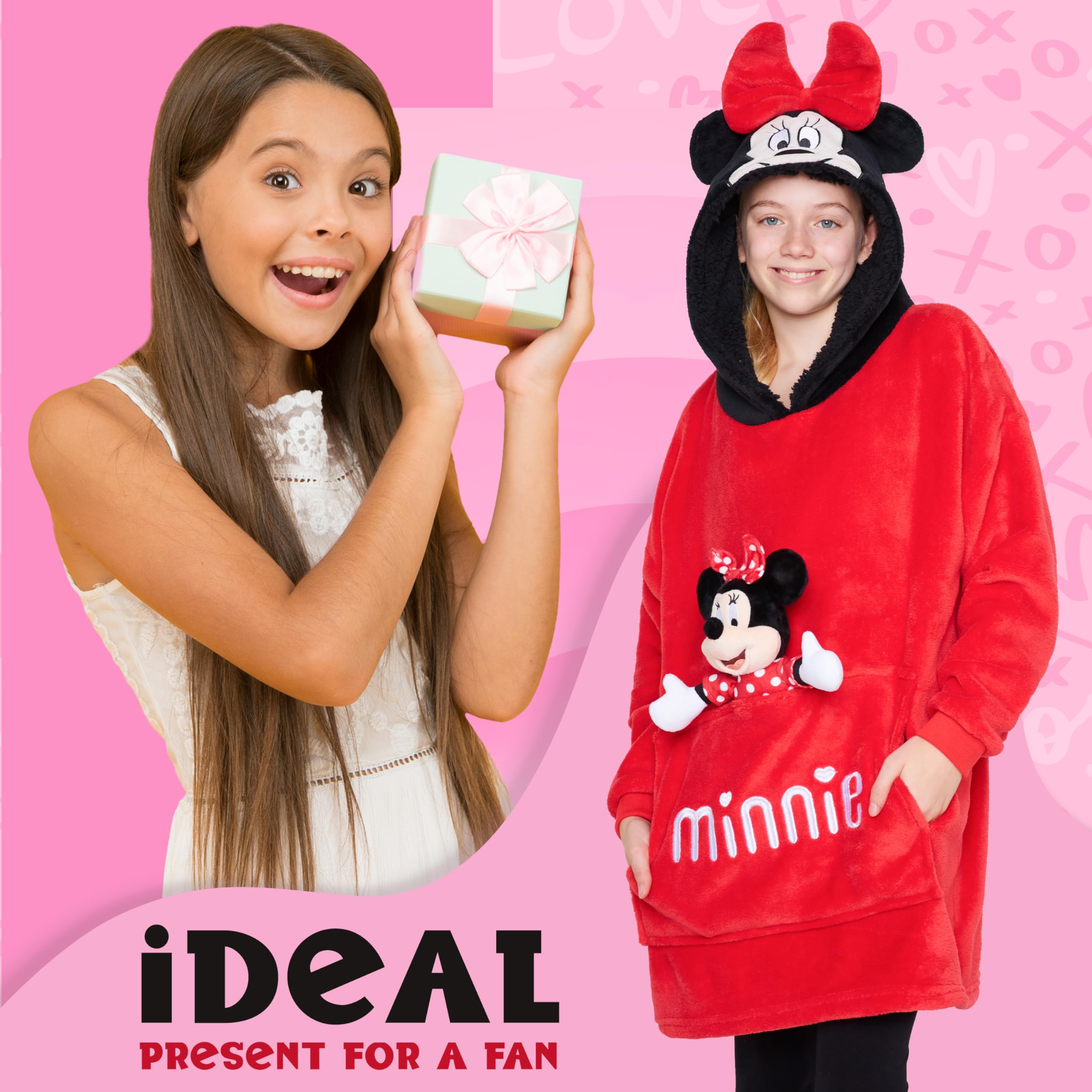 Disney Stitch Felpa Coperta per Bambine - Felpa Oversize in Pile con Cappuccio Bambina Ragazze Angel Minnie Mickey IH Oh