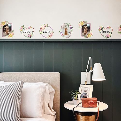 Miniatura 4 de BENECREAT Plantillas de marco de flores, plantillas de pintura de corona de flores de 12 x 12 pulgadas, plantillas de marco de flores para álbumes