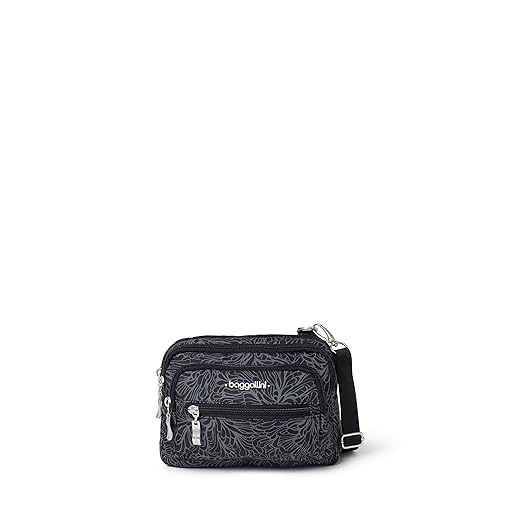 Baggallini womens Triple Zip Bagg cross body handbags, Midnight Blossom, One Size US