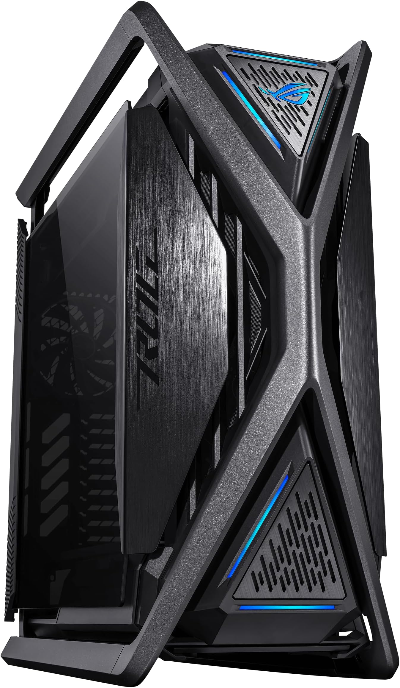 ASUS ROG Hyperion GR701 BTF Edition PC case, ASUS ATX BTF motherboards Support, 420 mm Dual Radiator Support, Four 140 mm Fans, Metal GPU Holder, Component Storage, ARGB Fan hub, 60W Fast Charging