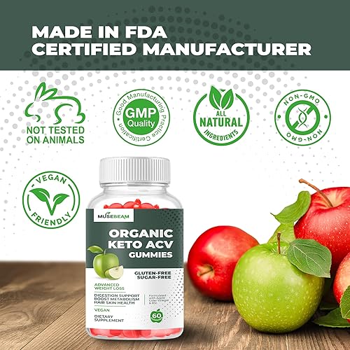 Miniatura 7 de Gomitas orgánicas Keto ACV para pérdida de peso avanzada, sin gluten y azúcar, quemador de grasa del vientre, suplemento dietético de vinagre de