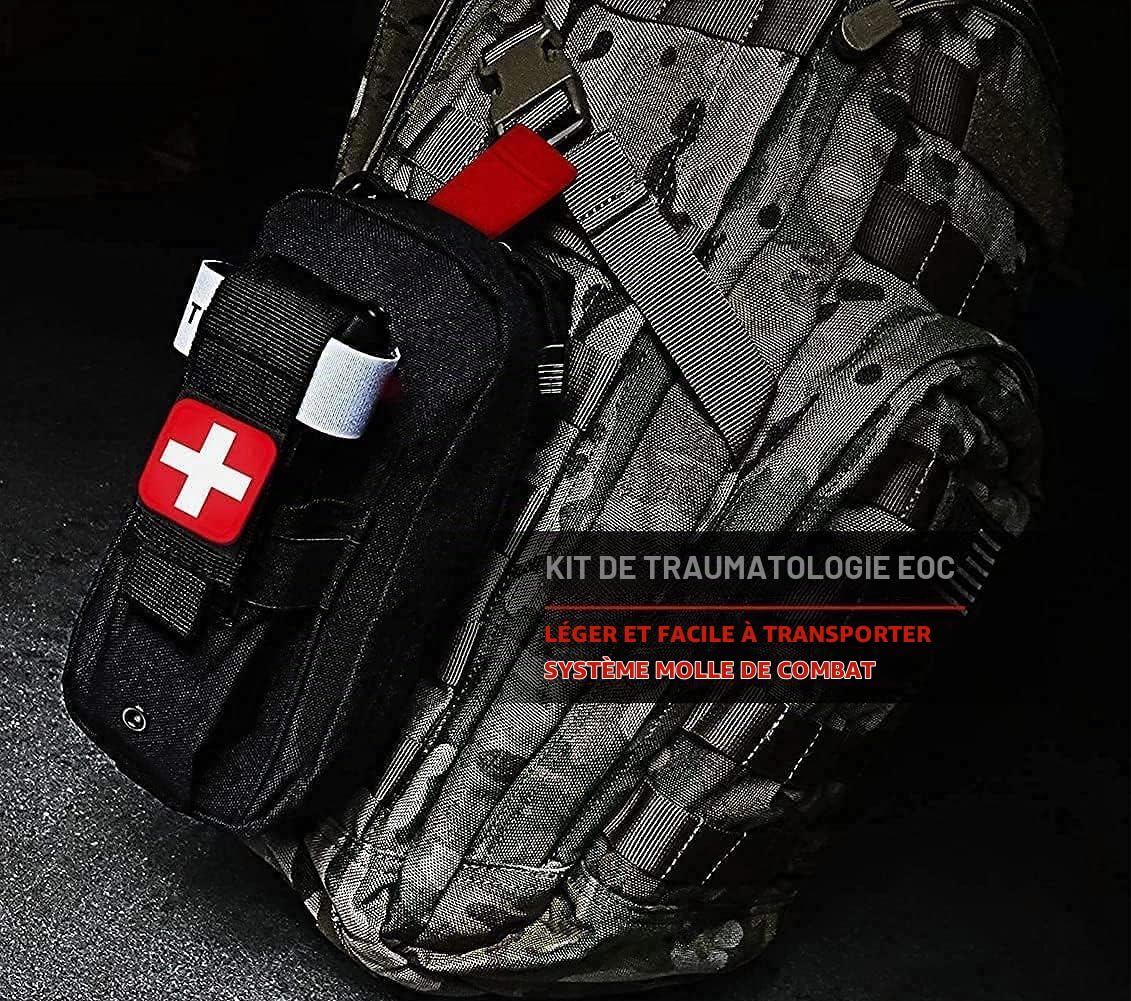 Med Kit Trauma Kit avec Tourniquet, Trousse Premiers Secours Survie en Cas d'urgence, Trousse Médicale EMT IFAK Contrôle Hémorragies Graves, Camping Militaire Et Randonnée.,A