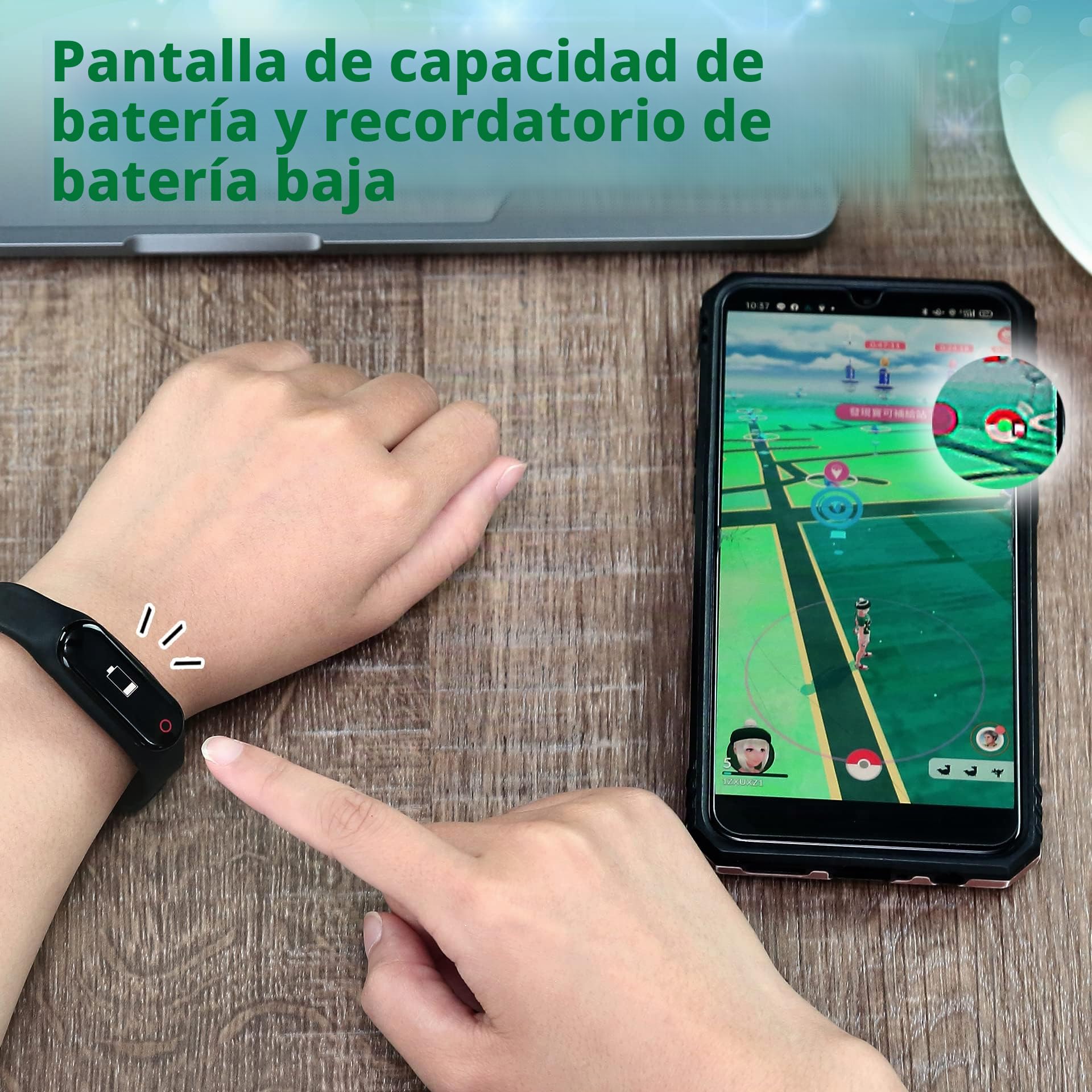 Brook Pocket Auto Catch Plus+Spin Catching Poke Mon Recogiendo artículos Pulsera Pulsera Accesorio recordatorio para desconexión, Capacidad de batería Pantalla