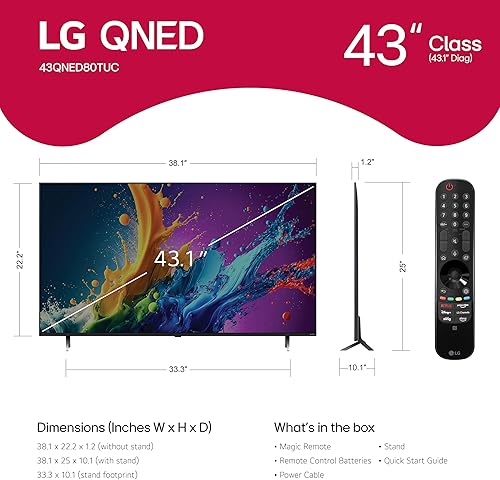 Miniatura 2 de LG 43 pulgadas Class QNED80T Series LED Smart TV 4K procesador pantalla plana con control remoto mágico alimentado por IA con Alexa incorporado
