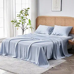 Sijo AiryWeight Tencel Sheet Set, 100% Lyocell Derived from Eucalyptus, Buttery Soft, Architectural Digest 2022 Best Cooling Sheets Winner, 1 Top Sheet Only (Sky, King/Cal King)