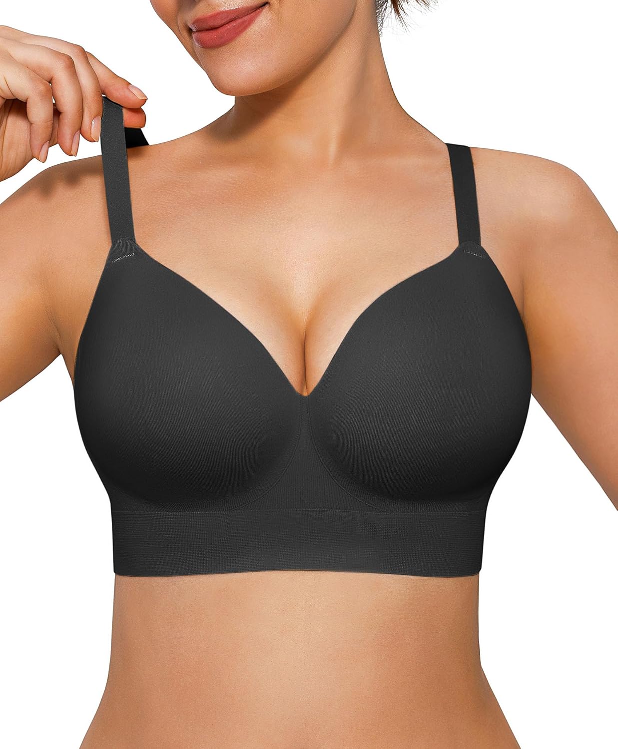 Popilush Bras for Women No Underwire Seamless Wireless Support Bra Full Coverage Comfort T Shirt Bralette