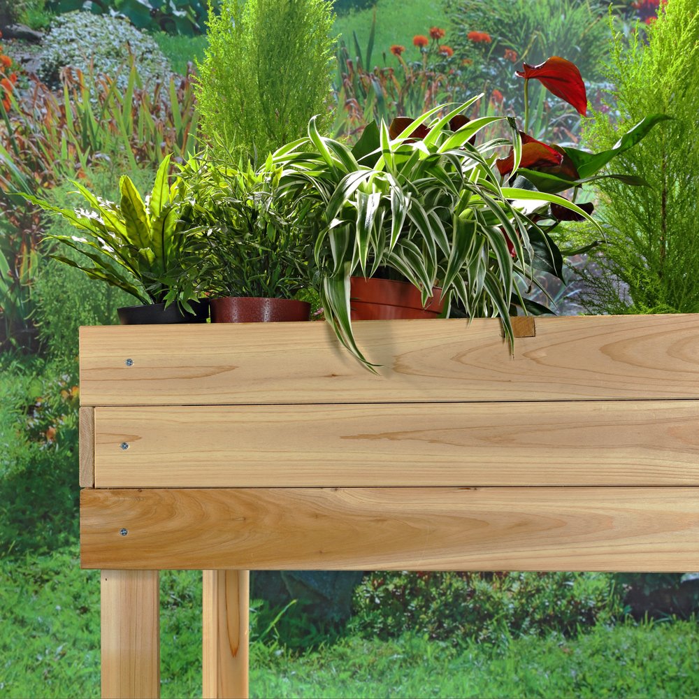 Melko Verhoogd bloembed van hout, plantenbak voor binnen, balkon, terras en tuin, broeibed met 4 vakken, met plank, ideaal voor aanplanten, 80 x 60 x 80 cm
