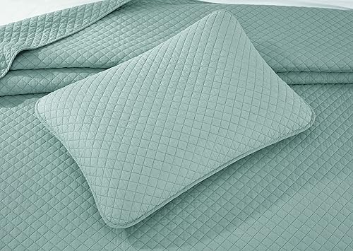 Miniatura 6 de Chezmoi Collection Avon - Juego de edredón de 3 piezas, 100% algodón, tamaño Queen, natural, ligero, suave, prelavado, con puntada de diamante,