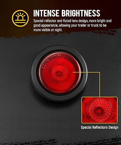 Miniatura 3 de Partsam 5 luces redondas rojas de 2.5 pulgadas con 13 LED para remolque, luces laterales con reflectores, impermeabilidad IP67, incluye coletas y