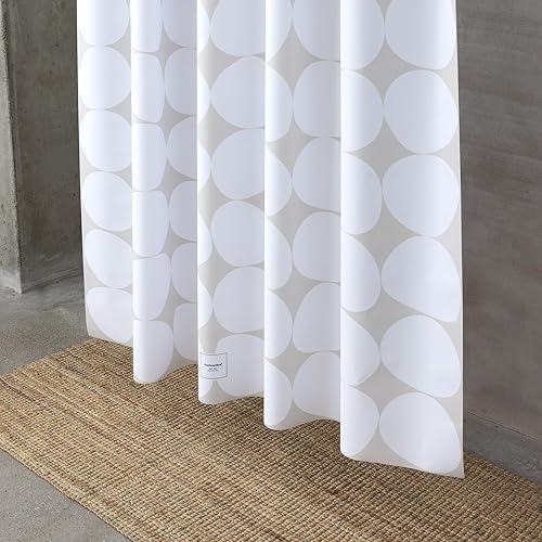 Cortina de ducha hecha en Corea, sin costuras, resistente al agua, (71 pulgadas de ancho x 74 pulgadas de largo) Incluye 12 ganchos de plástico para