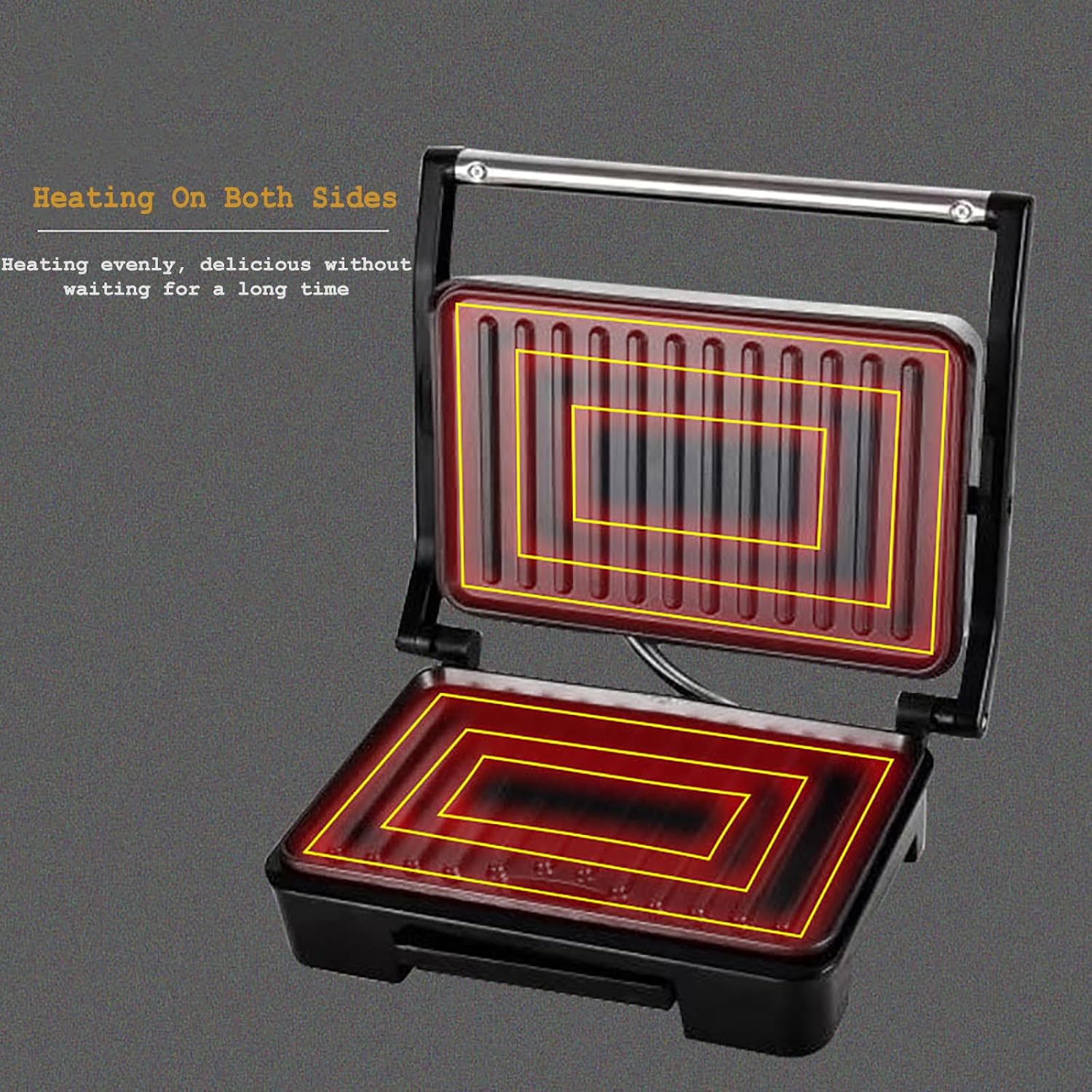 Panini Press Sandwich Maker Portable Compact Grill, Electric Grill Griddle, Nonstick Electric Indoor Grill with Indicator Lights Cool Touch Handle for Sandwiches Grilled Cheese Steak