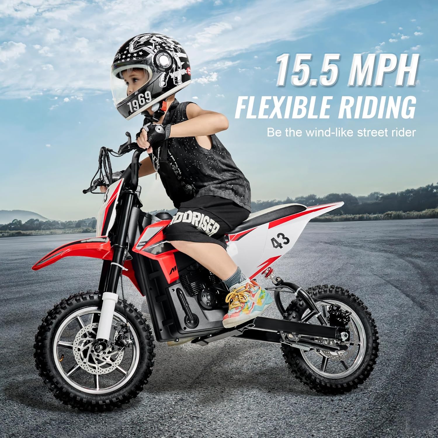 VEVOR Kids Ride On Motorcycle, 36V Battery Powered Electric Motorcycle with Speed Up to 15.5mph, Treaded Tires, Battery Gauge, Dual Brakes, Ride on Toys for Children Boys Girls Aged 14+