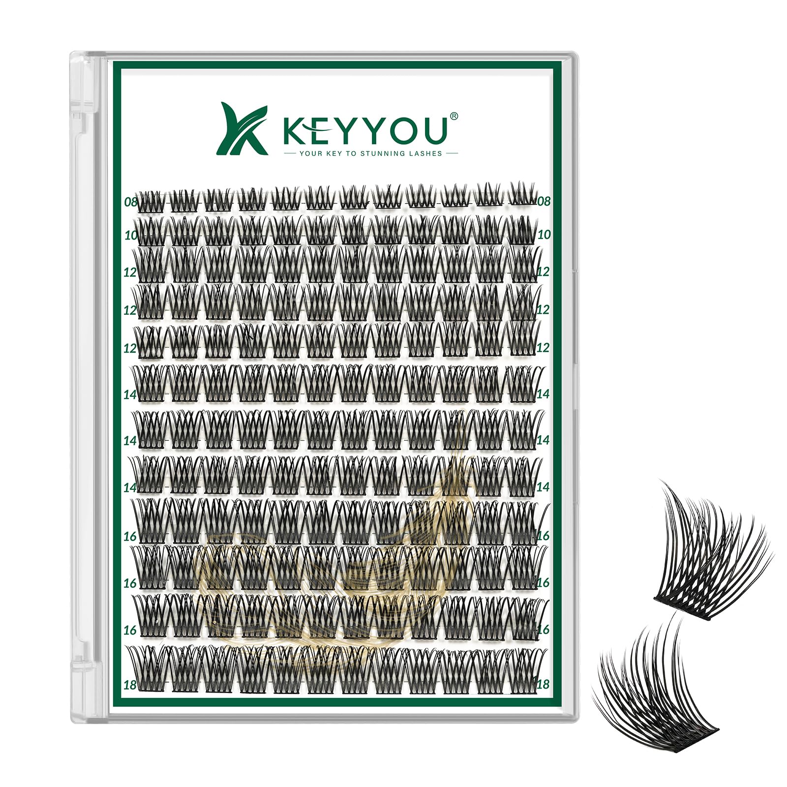 Wimpernbüschel 144pcs Einzelwimpern D Curl 8-18MIX Wimpernbüschel KEYYOU Air Touch Cluster Wimpern Super Leicht Weich Wispy Bequem Einfach DIY zu Hause(Air02-D-8-18MIX)
