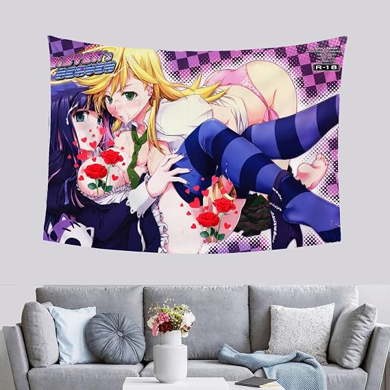 Anime Girl Tapestry 5939 Short Plush Pink Digital Print Girly Wall Hanging | Soft short plush fabric, vivid print, 5939 size, pink bedroom decor, lightweight easy hang