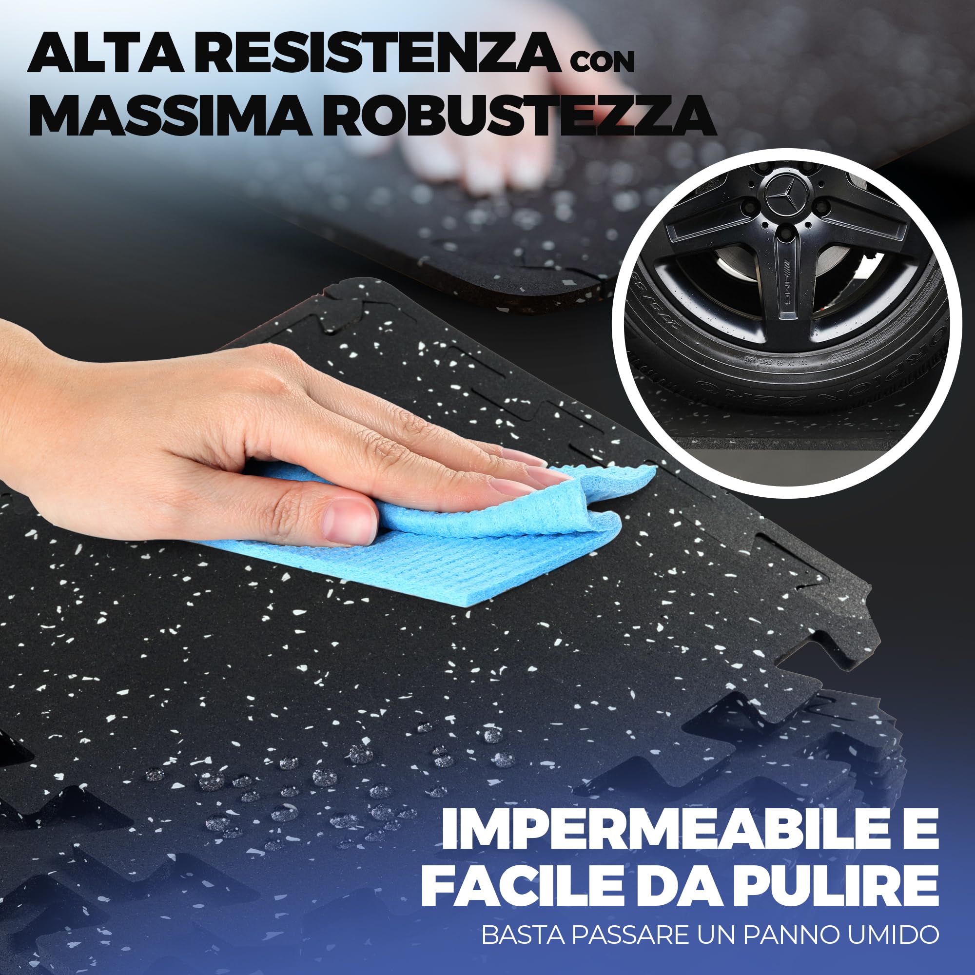 Tappeto Palestra Tappetino Fitness da Ginnastica a Puzzle - Pavimento Protettivo Incastro Tatami Gomma Allenamento Protezione Sport| Materassino Gommato Mattonella Pavimentazione per Home Gym Manubri