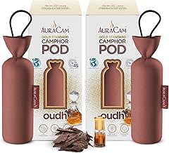 AuraCam Gold Standard Camphor Pod Cone (Oudh) - Set of 2 - Camphor Pod Air freshener For Room, Car, Bathroom, Office & Toilet