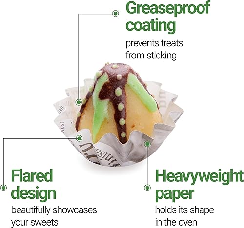 Miniatura 5 de Restaurantware Panificio - Tazas para hornear de 0.4 onzas, 200 forros acampanados para magdalenas, cajas de papel blanco y negro congelables para