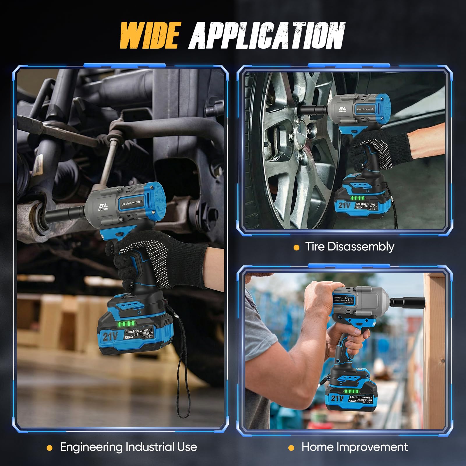 Avvitatore a Percussione 1200 Nm, 1/2" Senza Spazzole 21V con 2x4,0Ah Batteria, Avvitatore a Percussione ad Alta Coppia & 5 Prese e Valigetta per Viti e Dadi, Rimozione Pneumatici Auto Camion