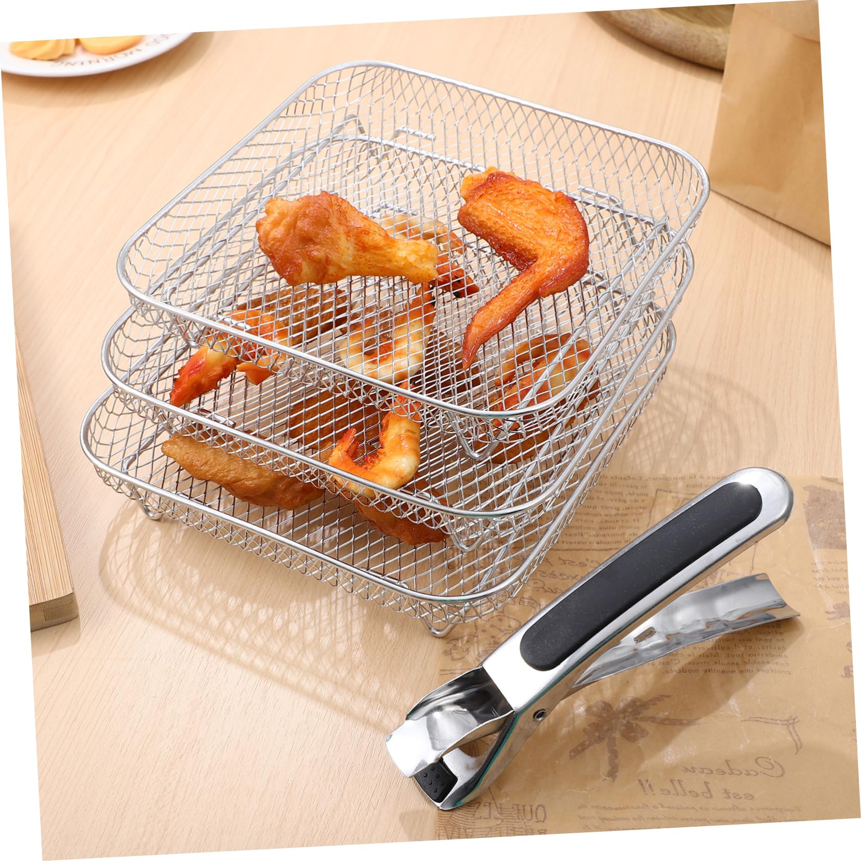Hohopeti 3piezas Rejillas Inoxidable para Freidora De Aire Unidades Accesorios De Cocina