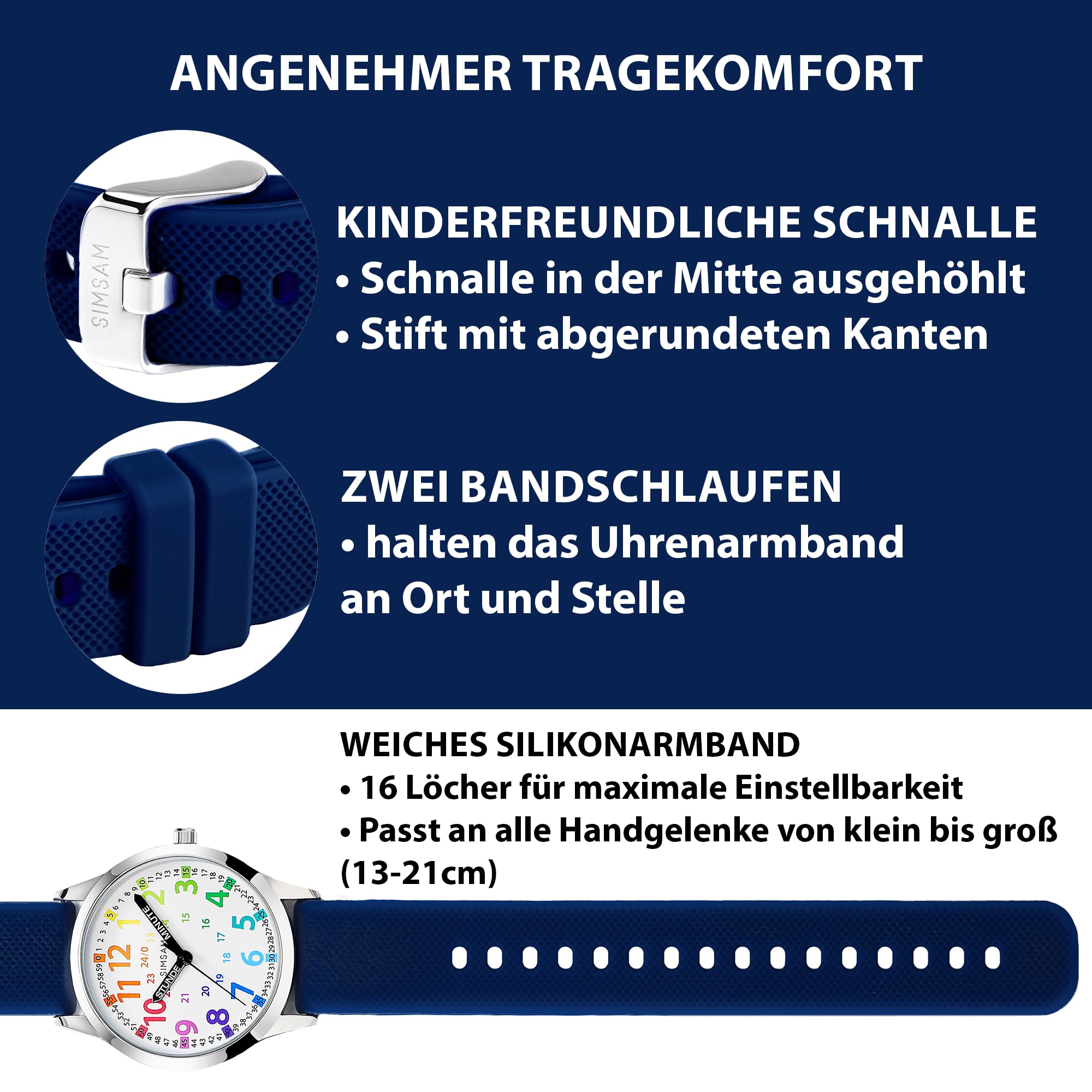 SIMSAM Kinderuhr Junge ab 6, Lernuhr Kinder Uhr ab 8, Kinderuhr Mädchen 10 Jahre, Armbanduhr Kinder Uhren für Jungs 12 Jahre, Armbanduhr Mädchen Jungen, Kids Watch, Kinderuhren