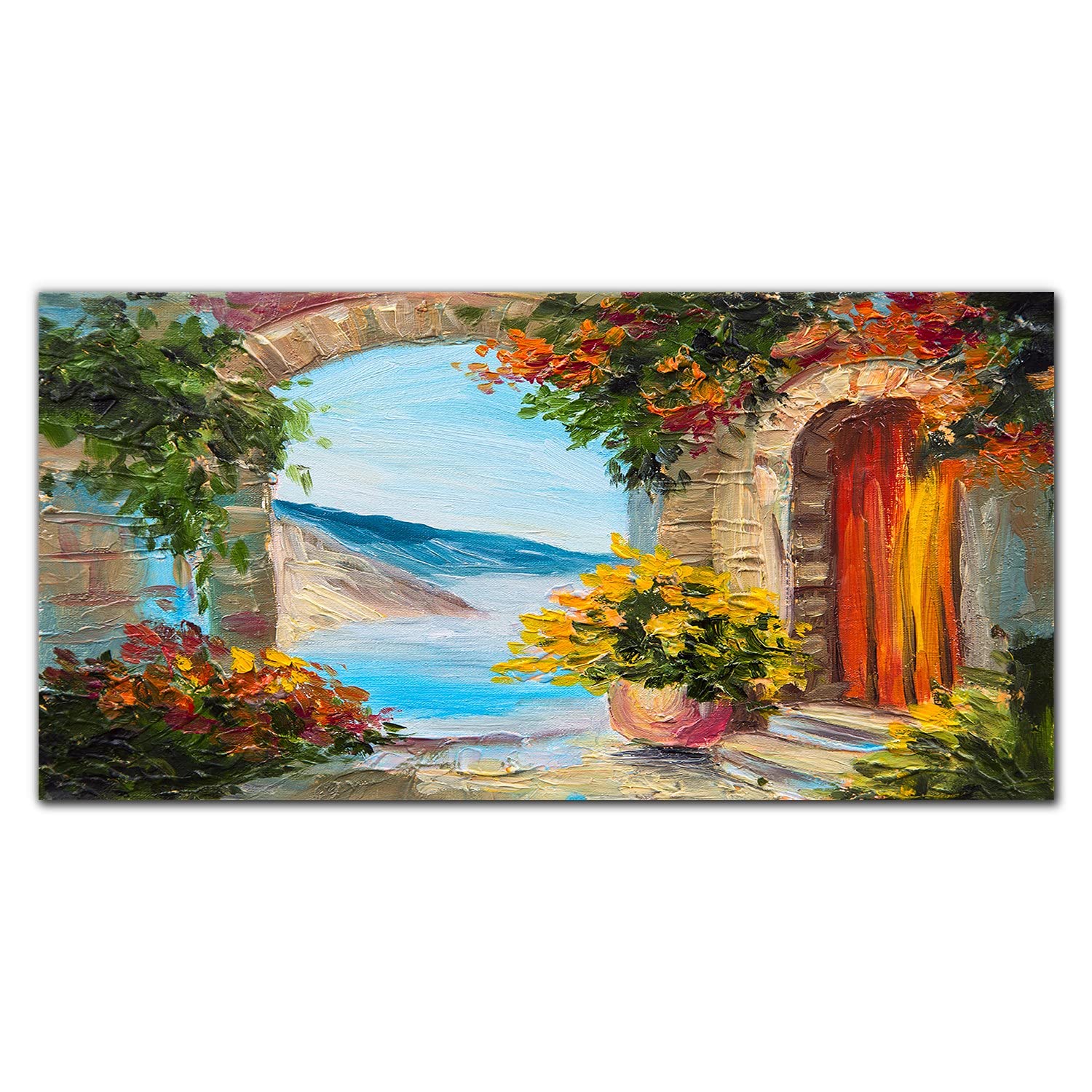 Crédence de cuisine 120x60cm en verre trempé adhésif motif fleurs et mer