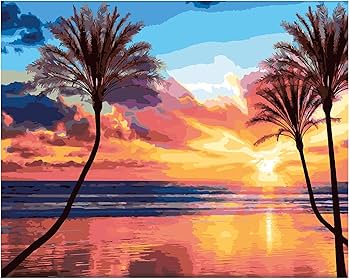 Amazon.com: Artist's Loft Beach Sunset with Palm Trees Paint-by