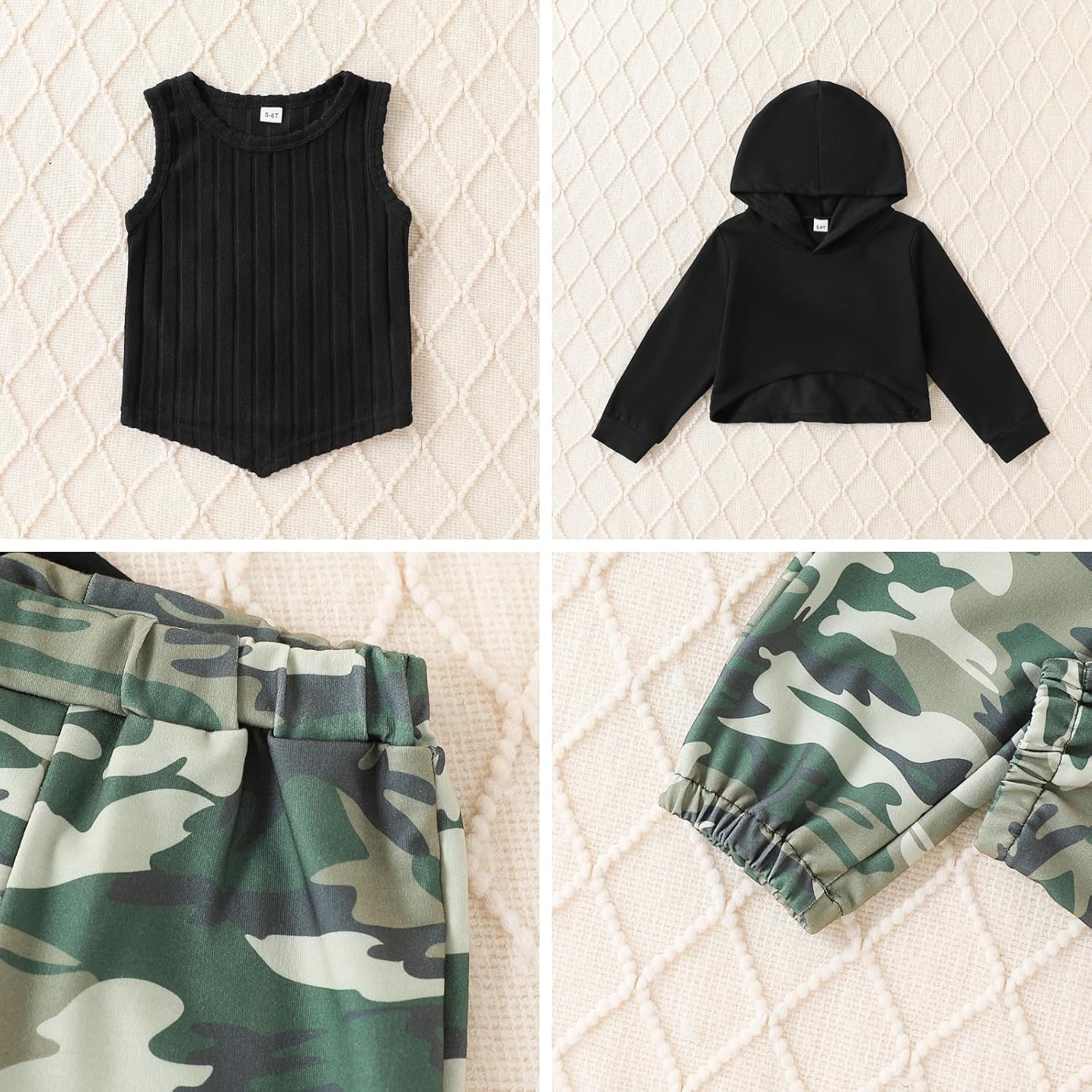 Girls Clothes 3 Piece Outfit Cropped Sweatshirt + Pants + Tank Top, Girls Fall Winter Clothing, Sizes 5-12 Years - Image 6