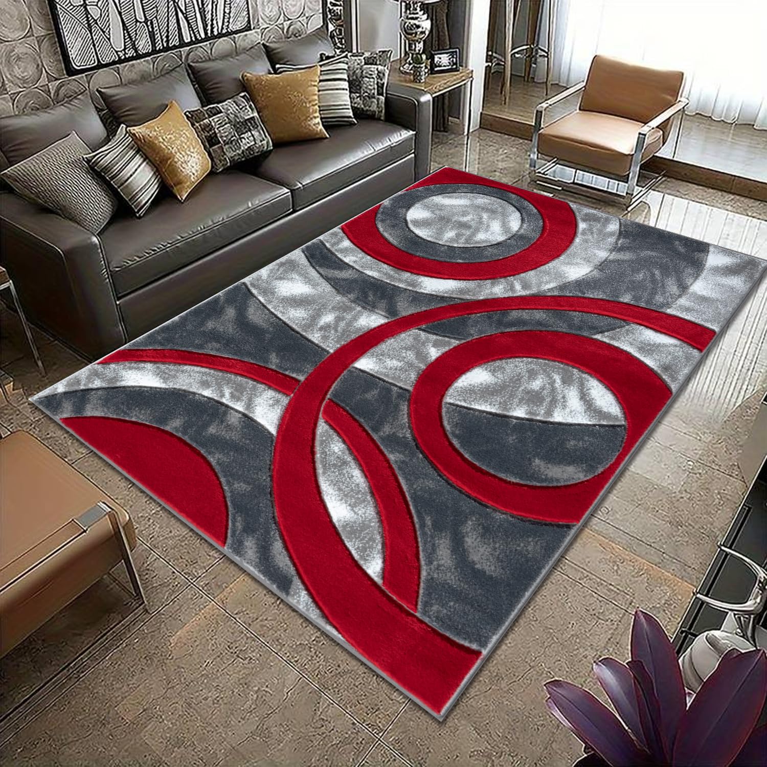 Alfombra de suelo para dormitorio cocina y pasillo en color rojo