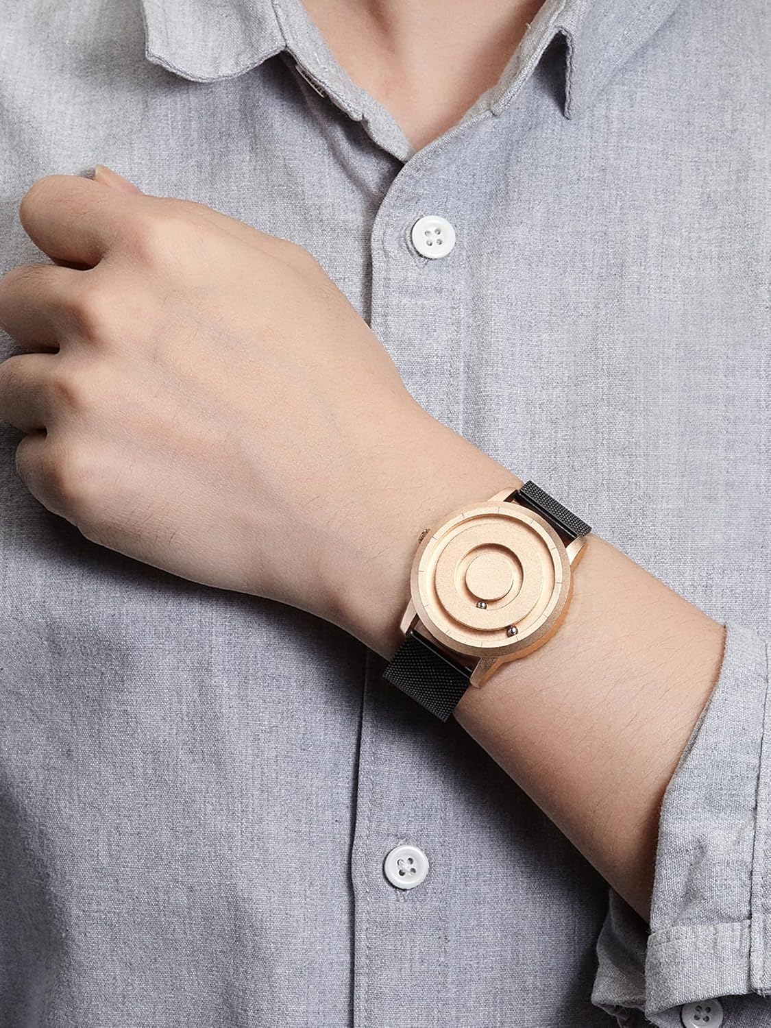 EUTOUR Magnetic Bead Analog Watch - Stainless Steel Strap and Unique Pointer Design, Unisex Magnetic Watches, Super Strong Magnetic Drive Men's Watch