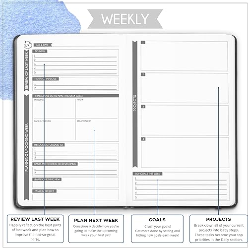 Miniatura 4 de Panda Planner - Agenda diaria 2023, organizador de 90 días para objetivos, gratitud y concentración, agenda semanal y mensual, agenda sin fecha