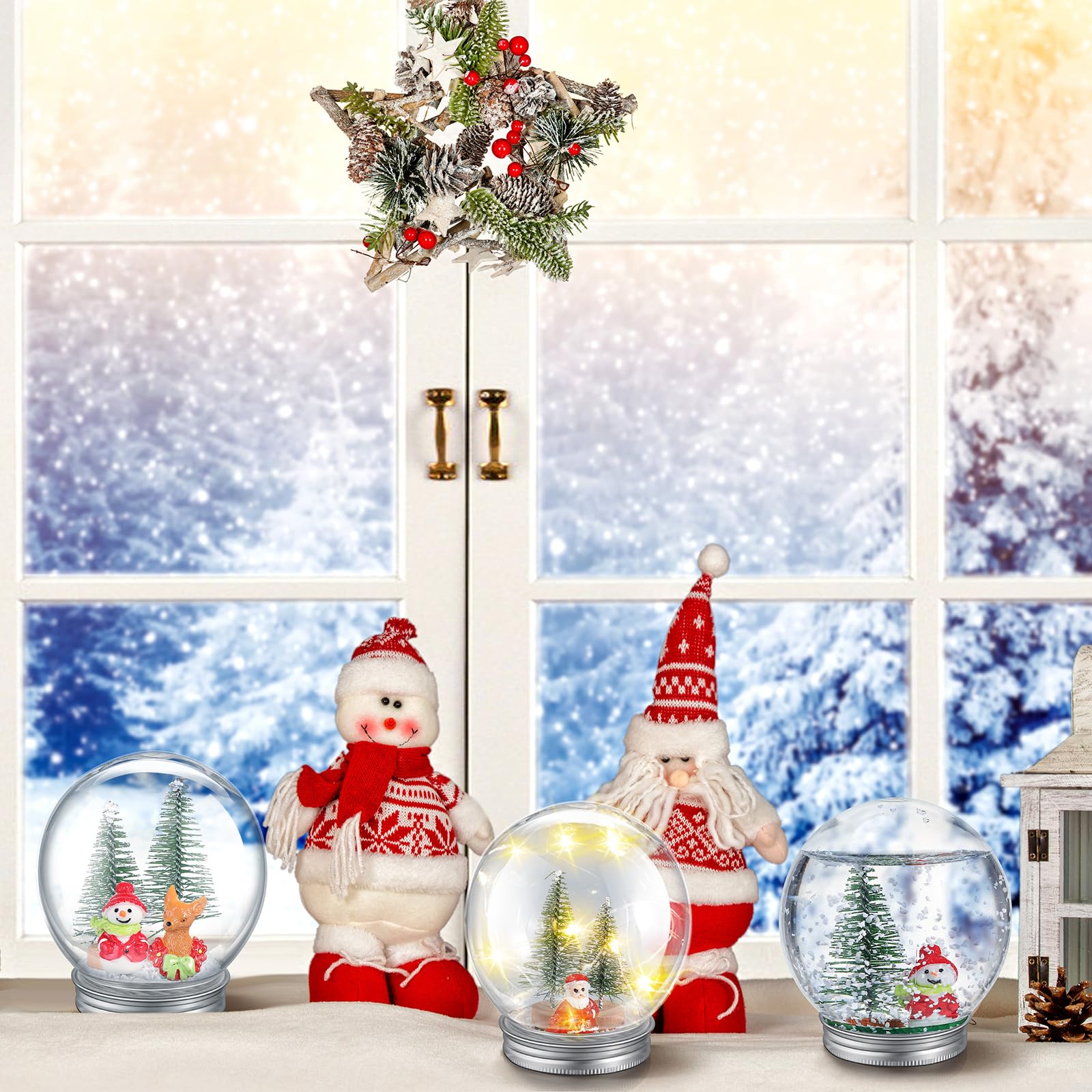 8 Globi Di Neve Fai Da Te In Plastica Trasparente | 7,6 Cm Con Tappo A Vite | Palline Riempibili Per Natale E Decorazioni