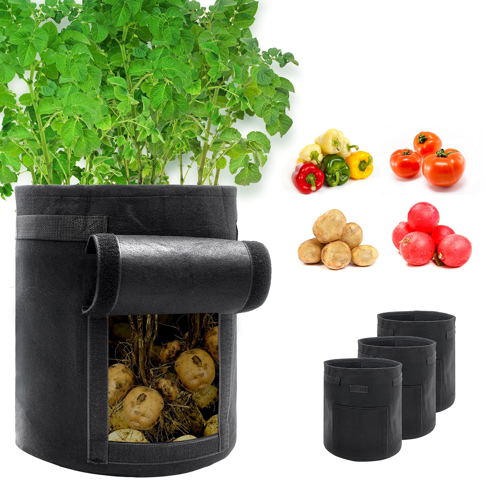 Potchen Pflanzbeutel Aus Vliesstoff – 45 Stück, 3 Gallonen, Mit Griffen, Für Gemüse, Blumen, Kartoffeln