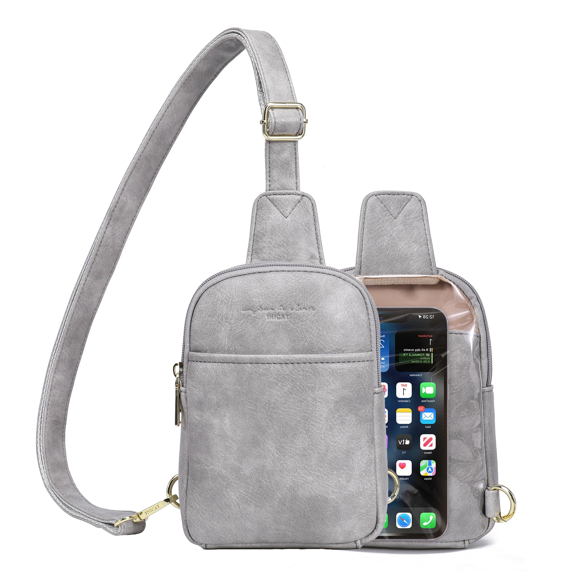 AOCINA INICAT Small Sling Bag Crossbody Vegan Leather Fanny Packs for Women Fashionable Chest Bag for Travel