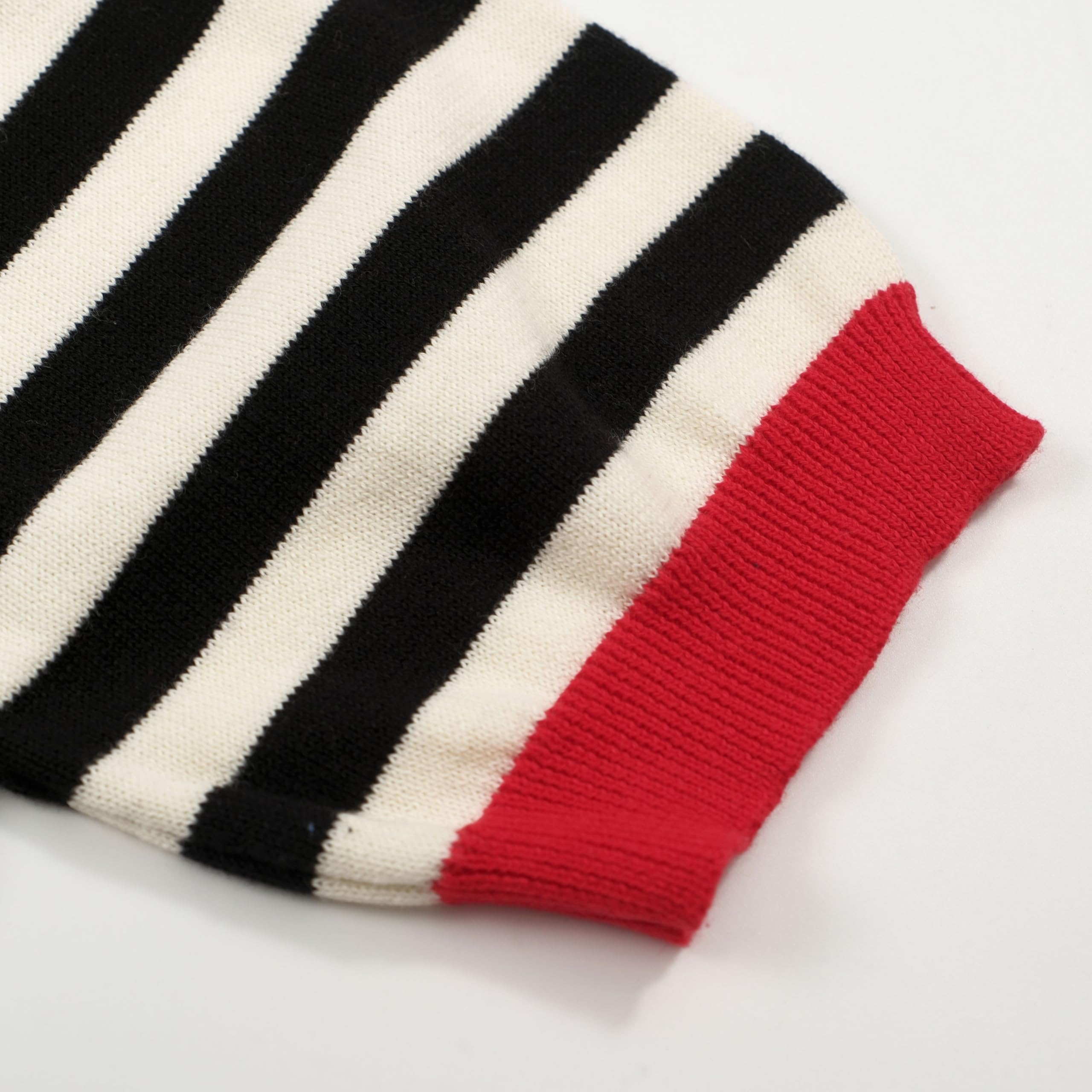 OXKnit Retro Streifen T-Shirts Damen 1960er Jahre Klassisches rotes Liebesherz Stricken Kurze Ärmel lässig Top
