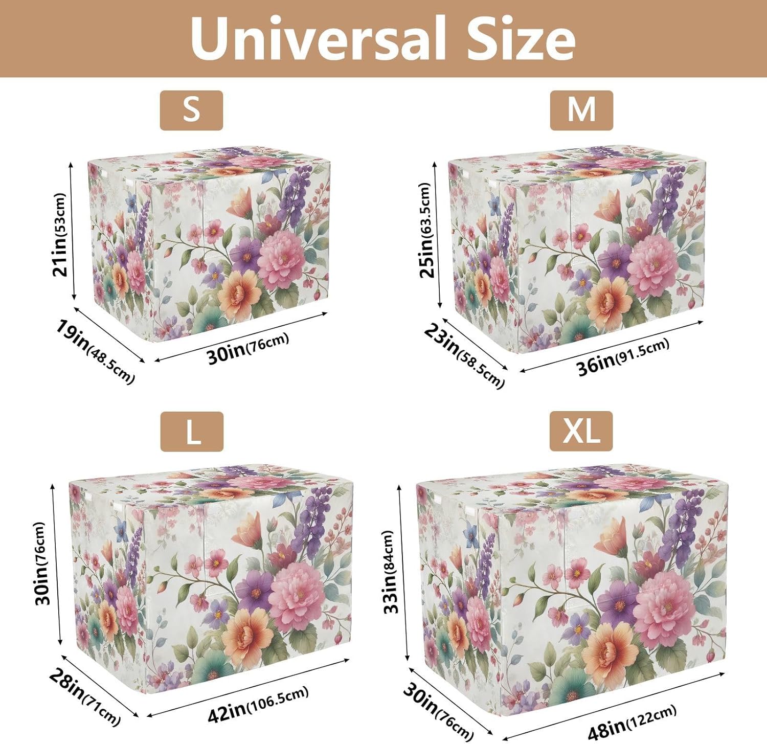 Colorful Flowers Blooming Dog Crate Cover Breathable, S-XL Windproof Cage Cover for Indoor Pets, X-Large