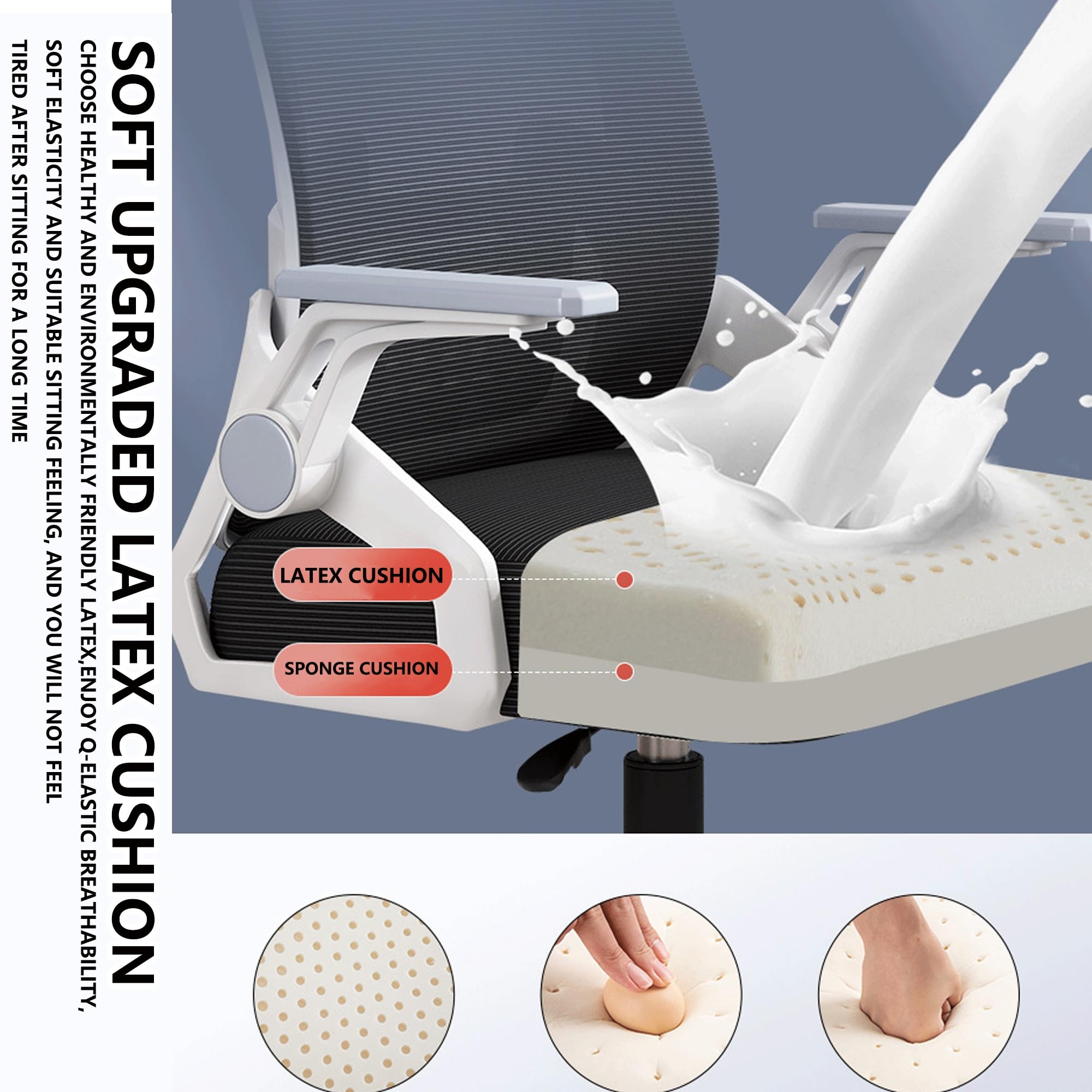 Silla de Oficina con reposacabezas Ajustable, reposabrazos abatibles para Juegos, cómoda Silla de Ordenador con Base Estable y Ruedas, Ideal para Oficina en casa, Estudio, Trabajo, Ejecutivo