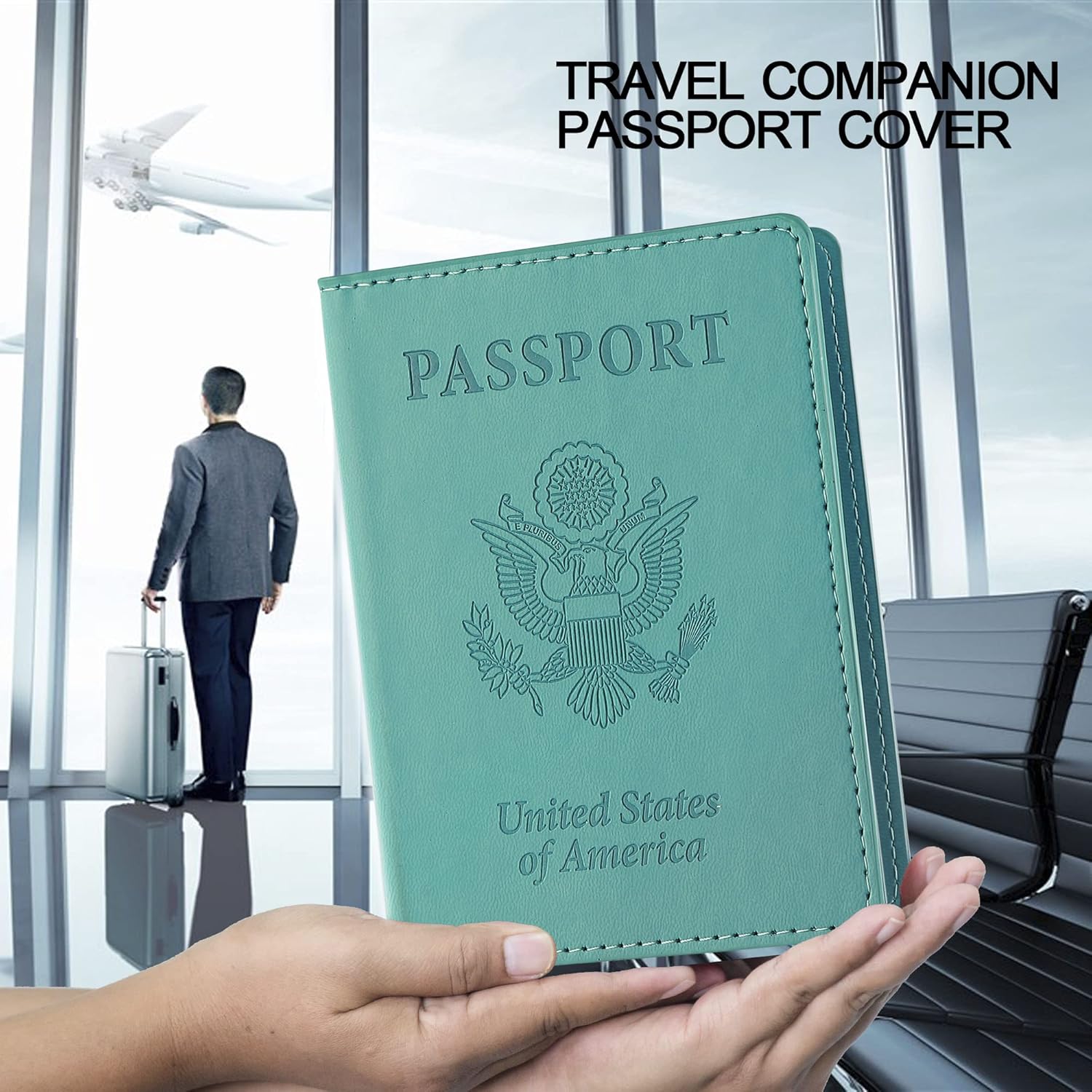  | Passport Vaccine Card Holder Combo - Passport Cover with CDC Vaccination Card Slot Waterproof PU Leather Passport Case for Women Men Travel Wallet with RFID Blocking (Blue + Turquoise) | Passport Covers