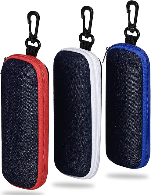 molshine 3 Pieces Portable Denim Glasses Case,Travel Zipper Eyeglasses Case for Students Women Men Girl