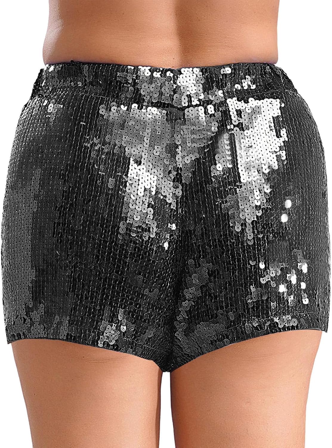 Women Sequin Shorts High Waisted Glitter Sparkly Shorts Disco Party Dance Rave Festival