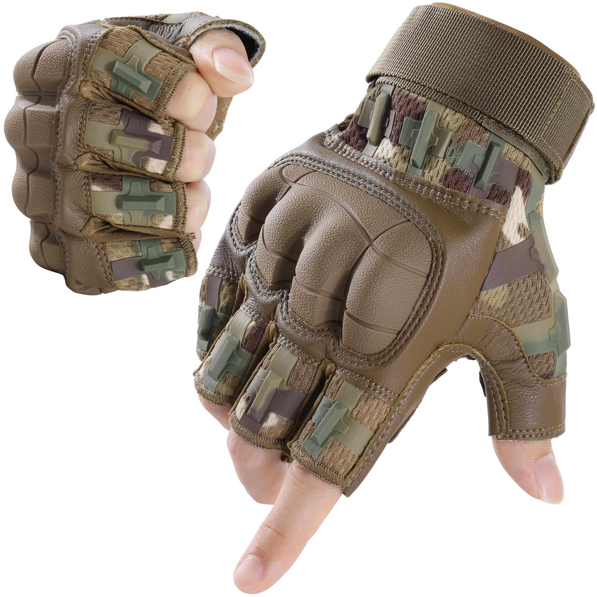 WTACTFUL Fingerless Tactical Gloves for Men, Airsoft Motorcycle Cycling Outdoor