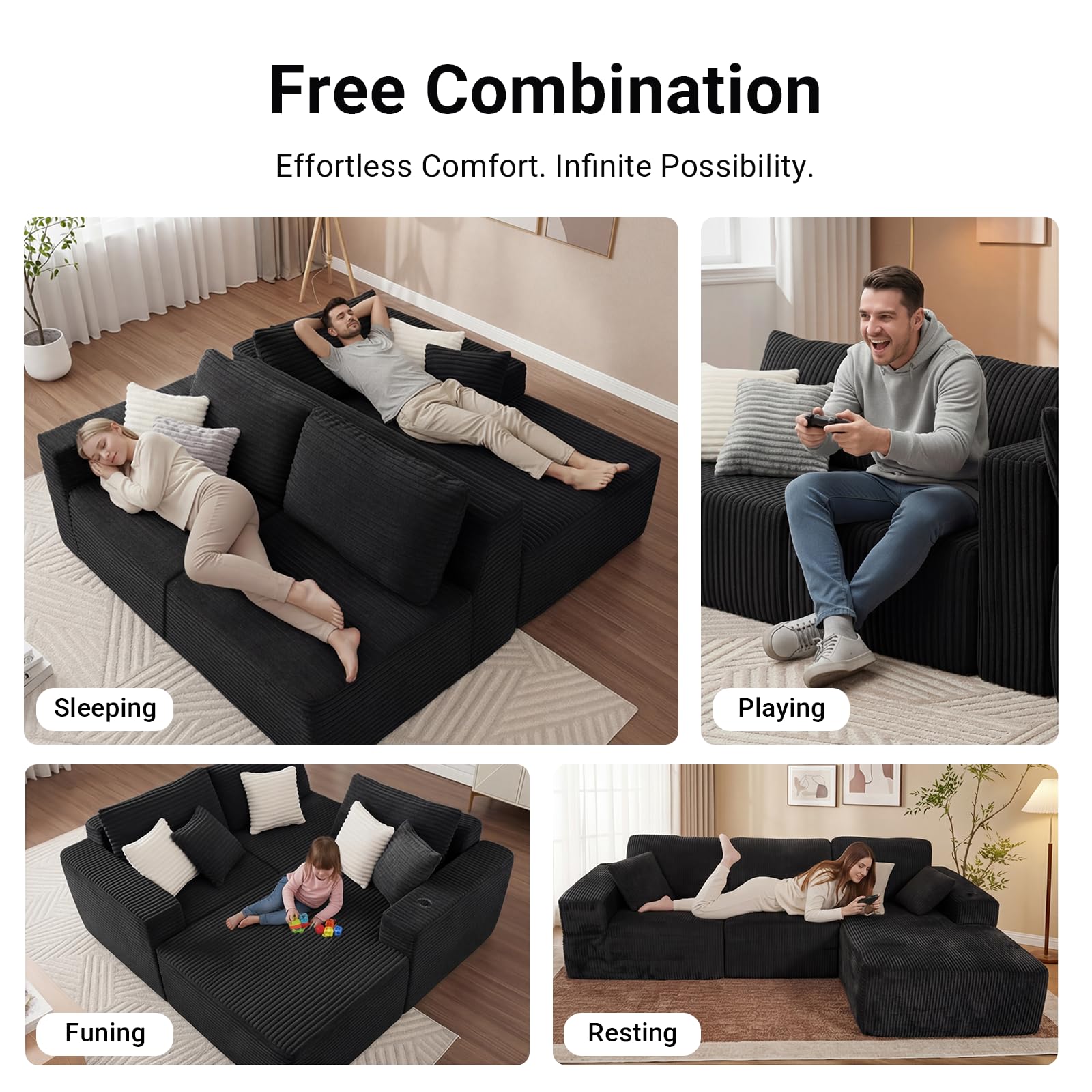 Amazon｜COZI 109インチ 3人掛け l字ソファー モジュラーソファ