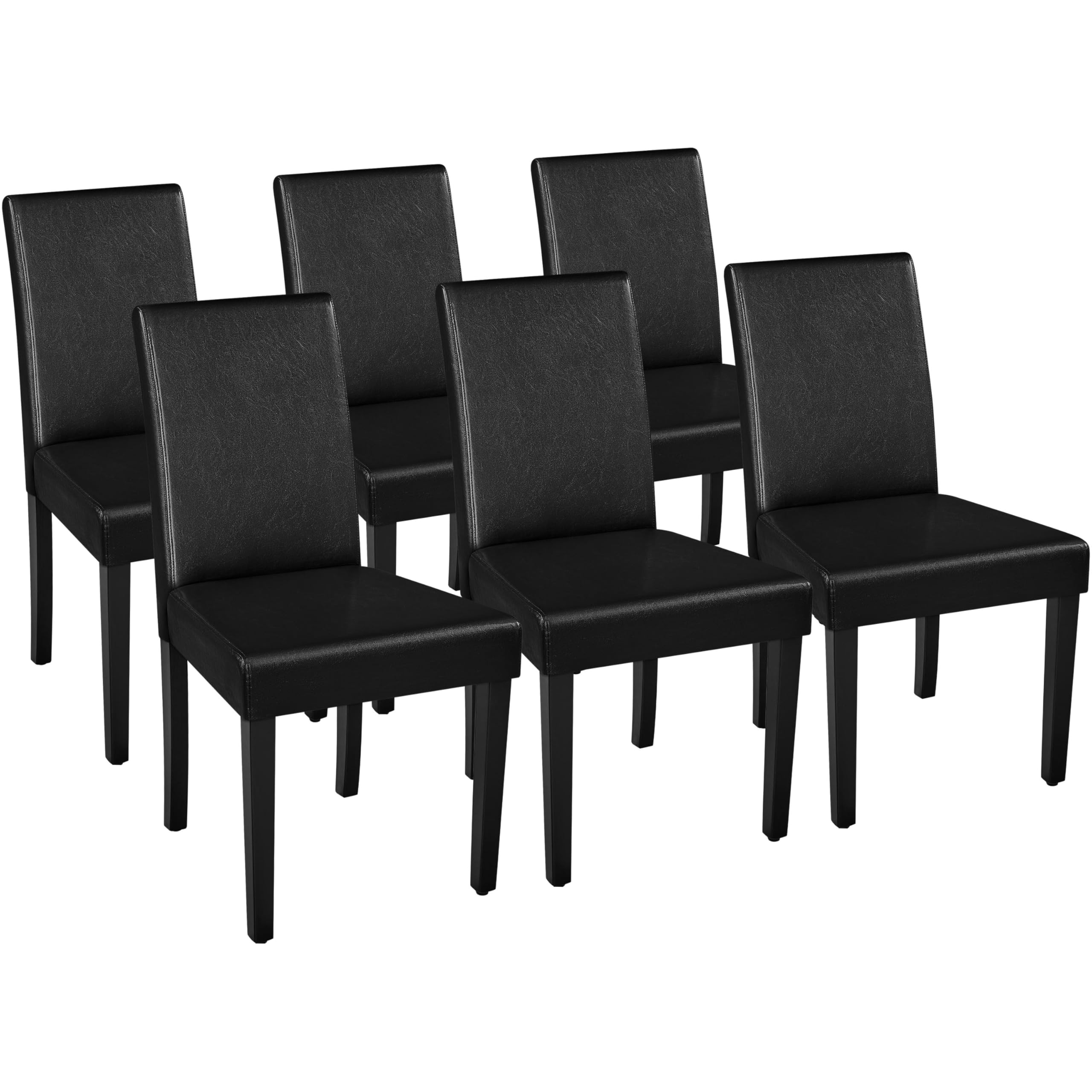 Yaheetech Faux Leather Dining Chair Set of 6 High Back Padded Armless Black