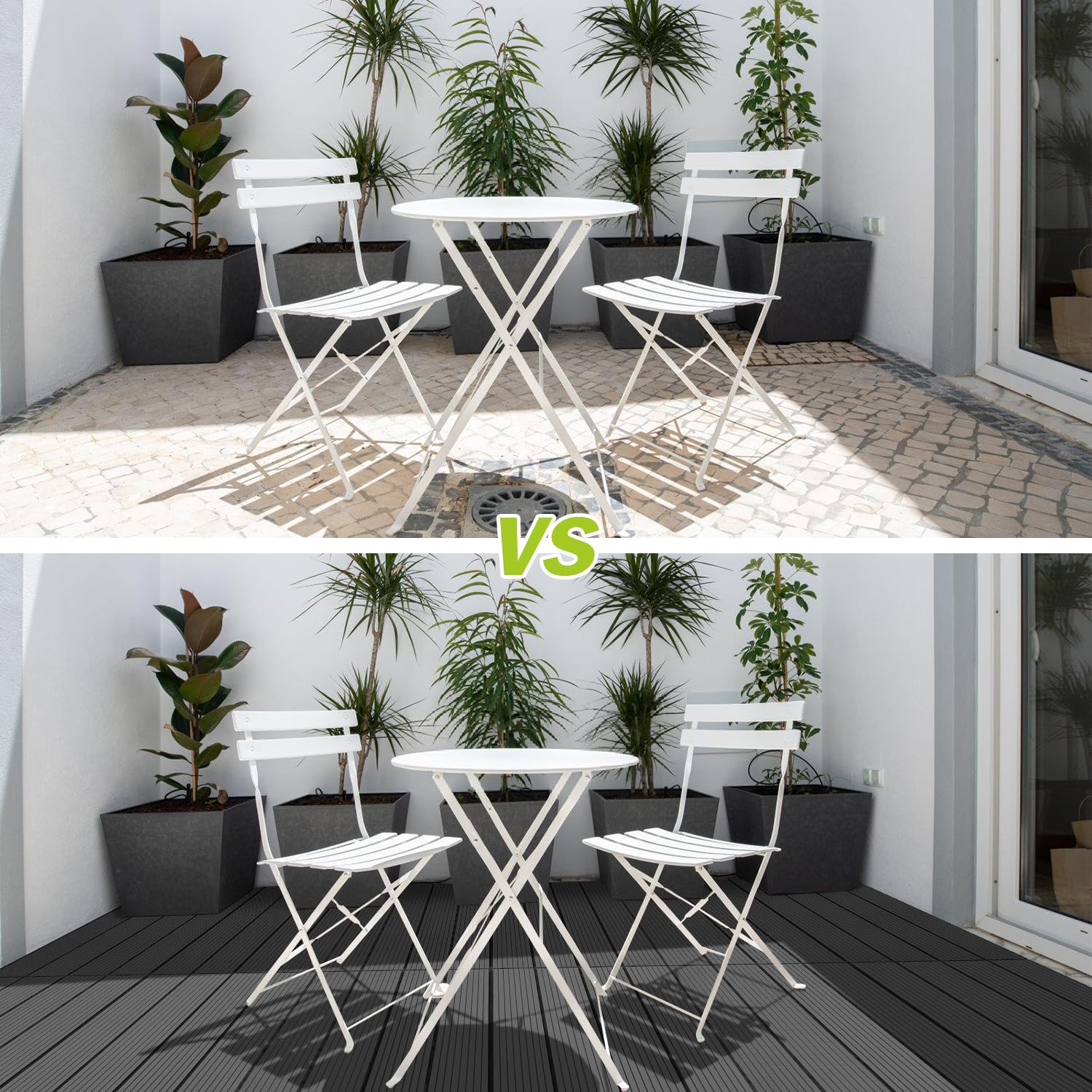 6 piastrelle per terrazze in WPC, 30 x 60 cm, per balcone, piastrelle da giardino con sistema a clic, piastrelle a clic, per terrazze, per 1 m², colore antracite