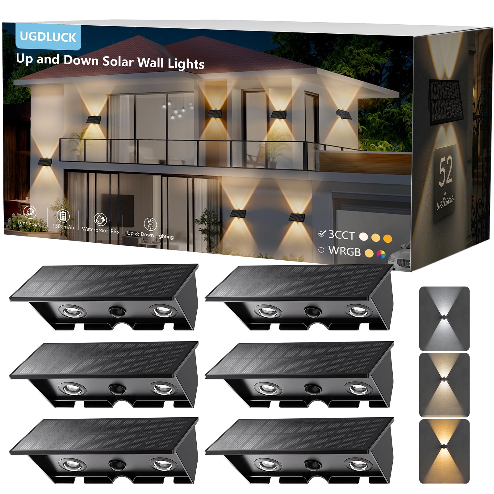 Photo 1 of UGDLUCK 6-Pack Solar Sconce Lights