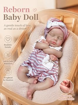 Abenduot 13inch Can Open Mouth Full Body Silicone Baby Doll Realistic Soft Silicone Newborn Girl Dolls Anatomically Correct - Loulou