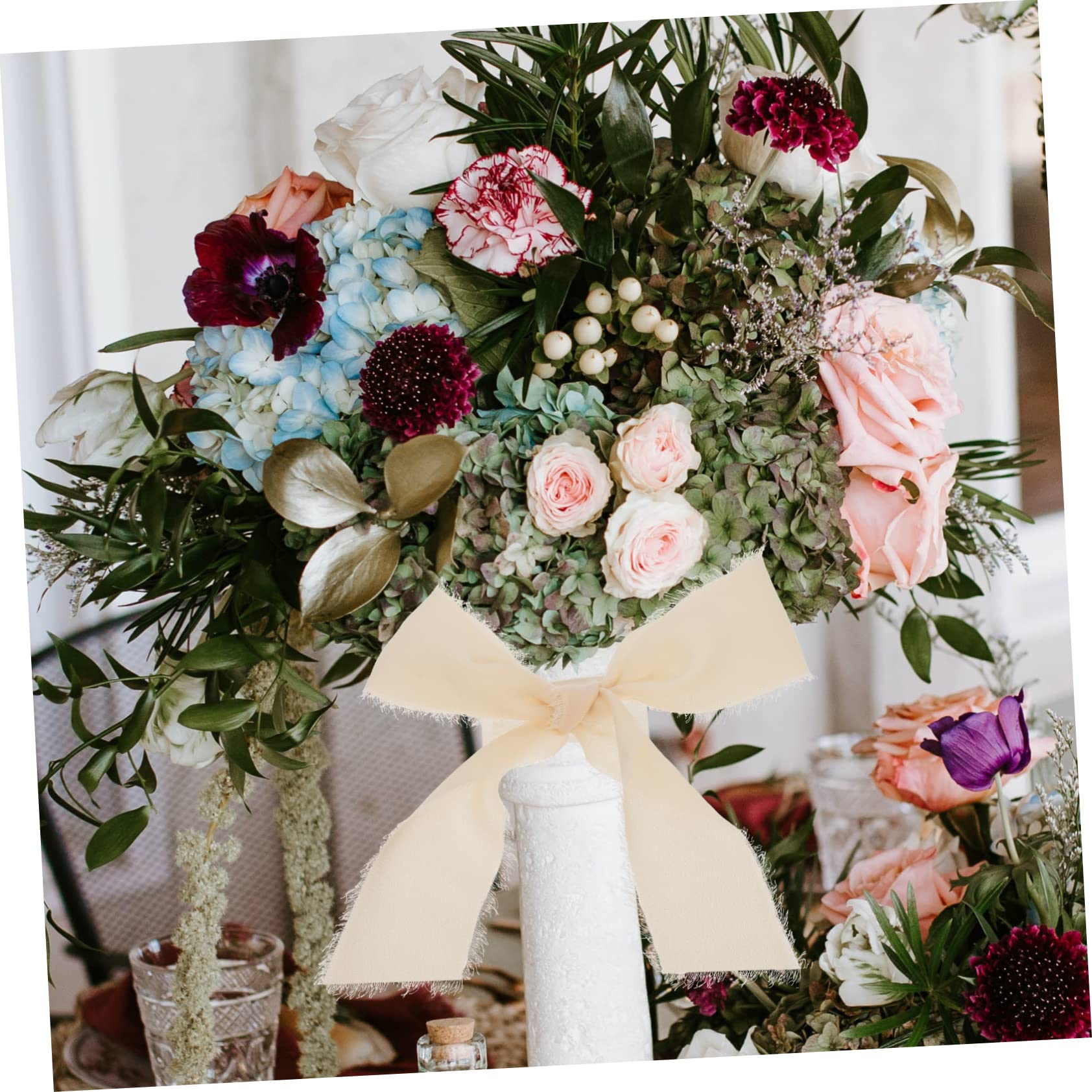 SHINEOFI 12rollen Handgemachte Fransen-bänder Für Hochzeitsdekoration Chiffon-ribbons Für Blumensträuße Geschenkverpackungen Und -projekte Yards