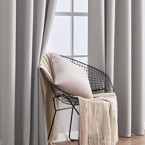 Miniatura 6 de MIULEE Cortinas con textura de lino de 90 pulgadas de largo, paneles de cortina para dormitoriosala de estar, cortinas opacas con aislamiento